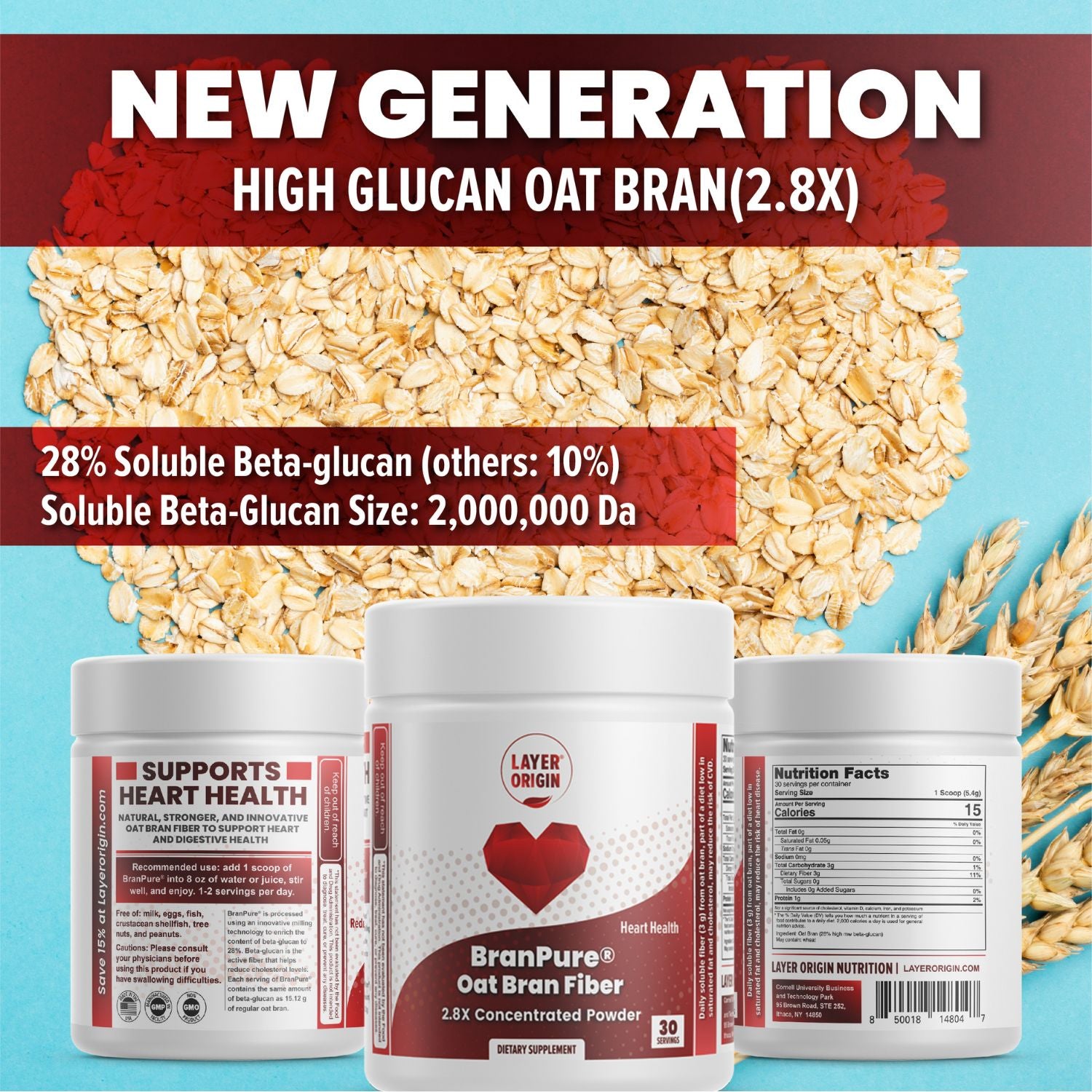 BranPure Oat bran beta glucan for cholesterol control reduction 28% beta glucan